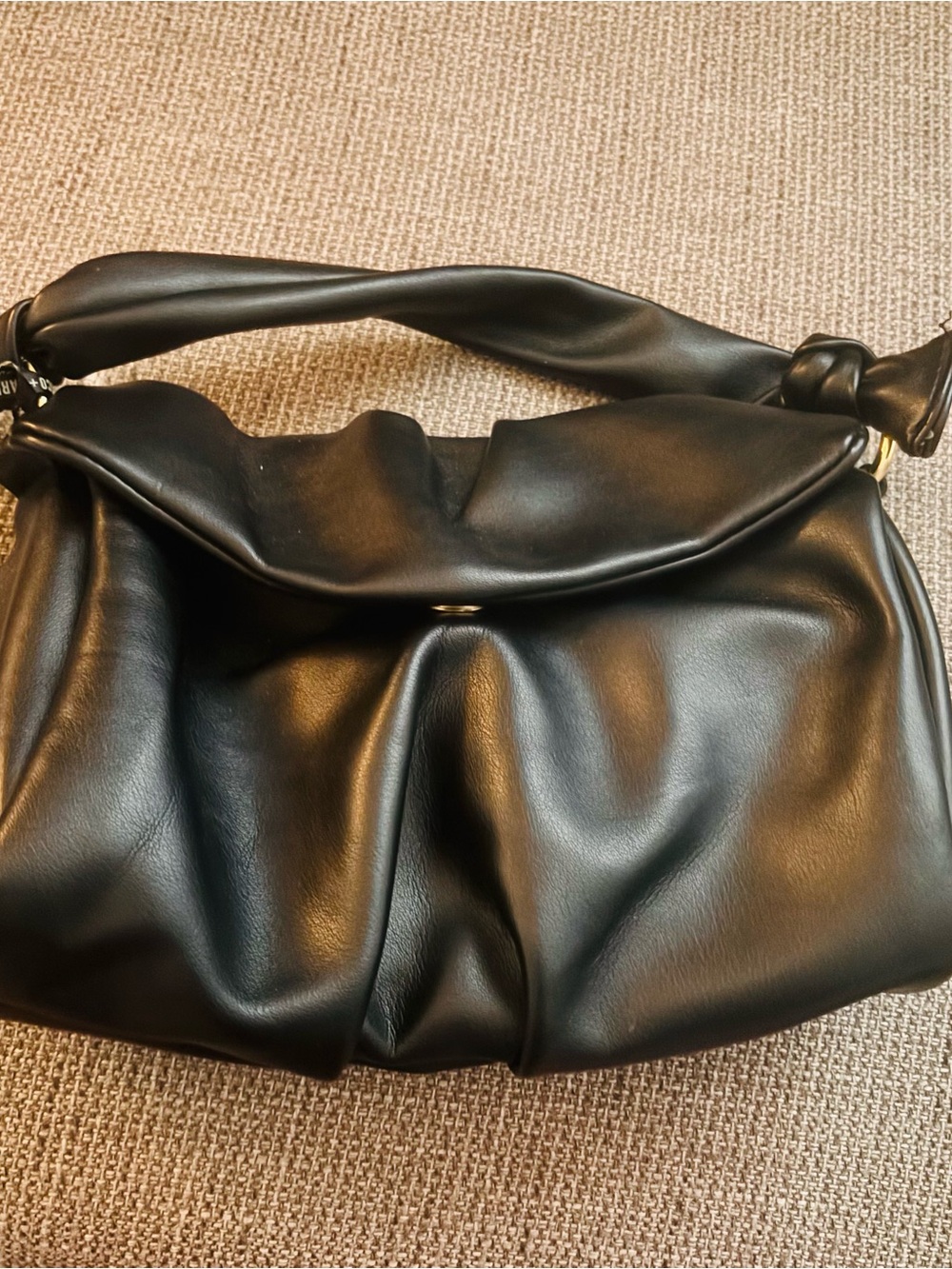 Coco + Carmen Black Soft Shoulder Bag with Knotted Handle